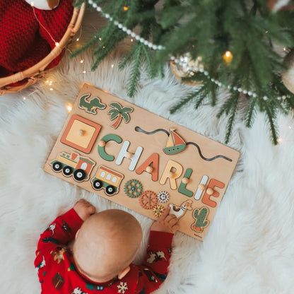 Personalisiertes Namenspuzzle Steckpuzzle, HolzSpielzeug Baby Junge Geschenk