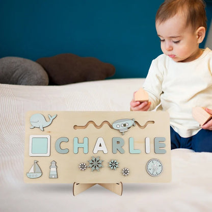 Personalisiertes Namenspuzzle Steckpuzzle, HolzSpielzeug Baby Junge Geschenk