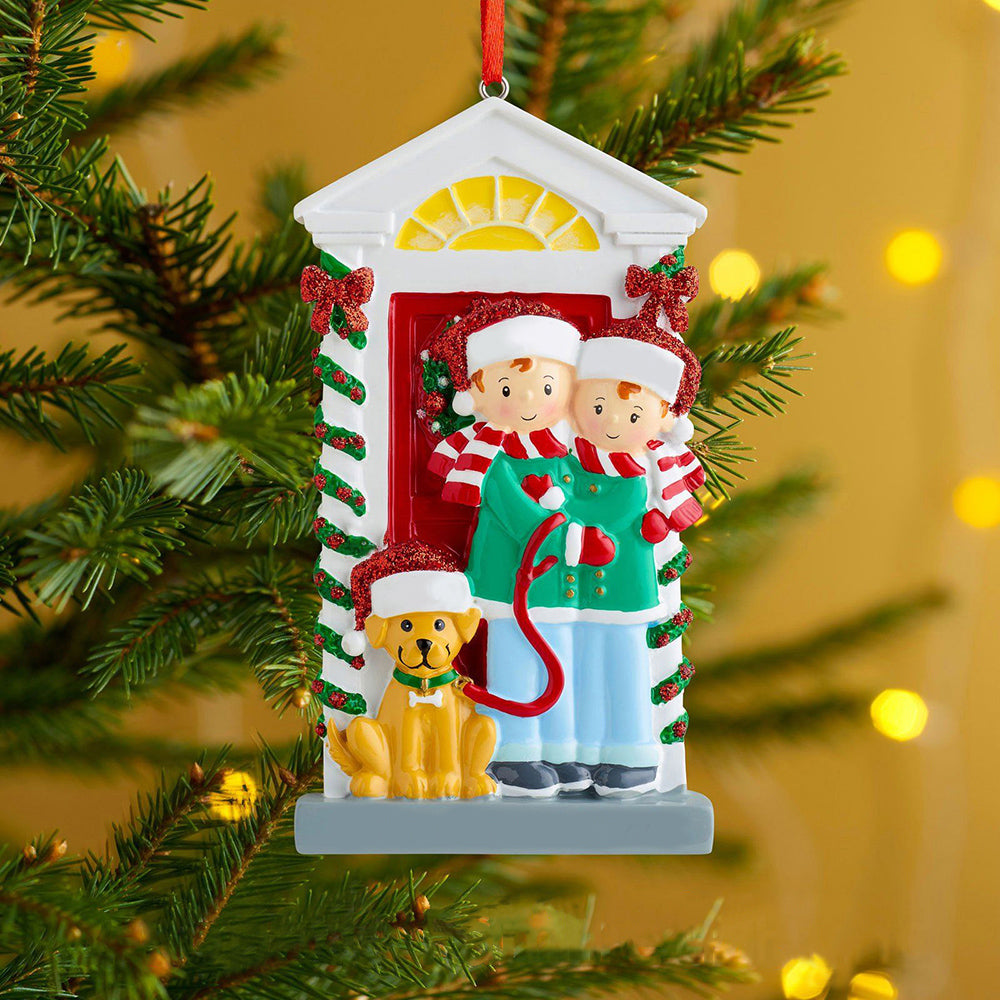 Familie mit Hund-Personalisierte Weihnachtsdekoration mit 3- 6 Namen