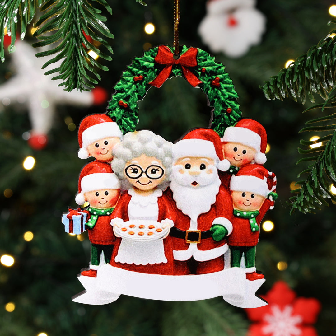Personalisierte Weihnachtsdekoration mit 3- 9 Namen Weihnachtsmann und Frau Claus Aus hochwertigem Acryl
