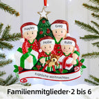 Weihnachtsschmuck Familie Familie beim Öffnen der Geschenke 2-6 Namen