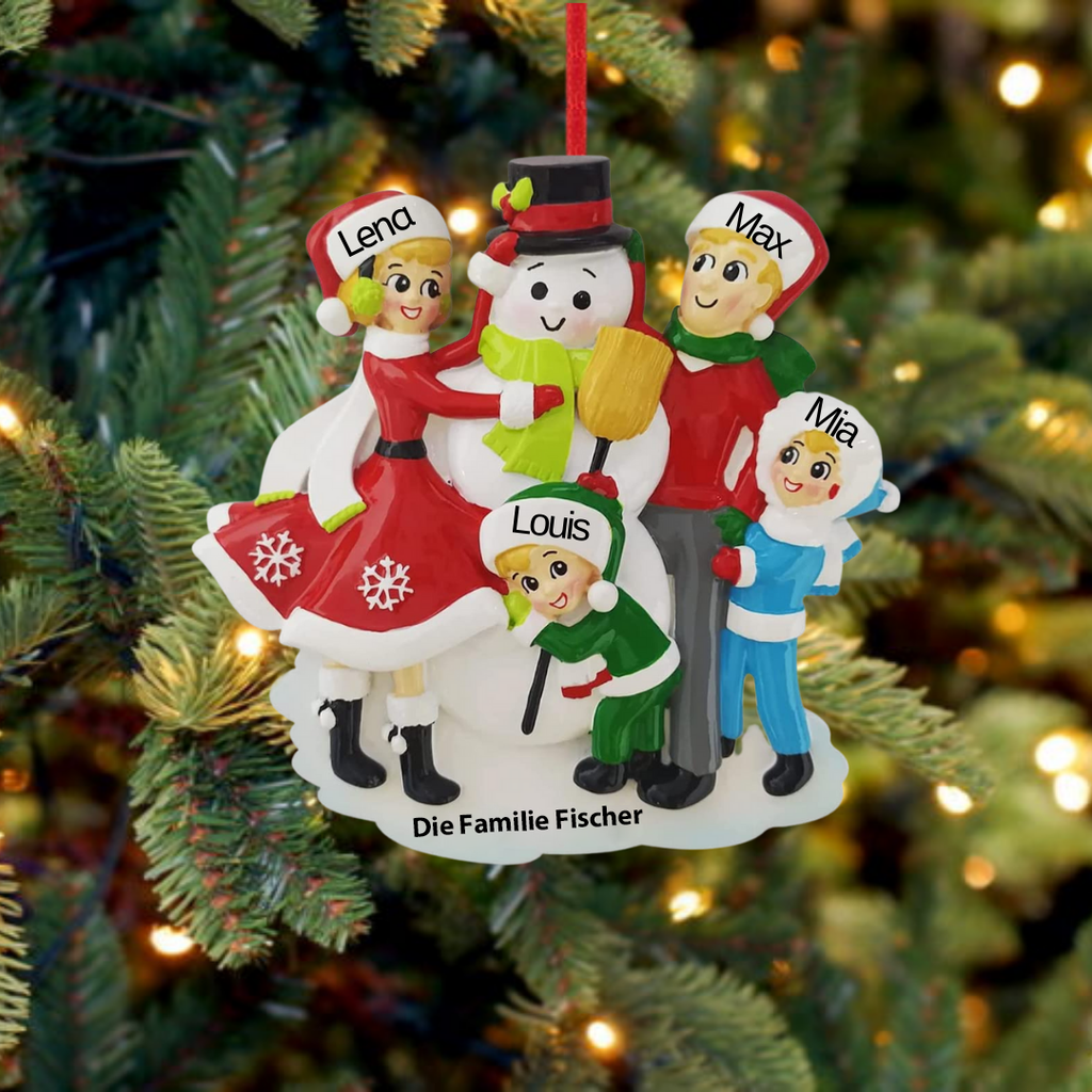 Weihnachtsschmuck Familie mit Schneemann 3-6 Namen
