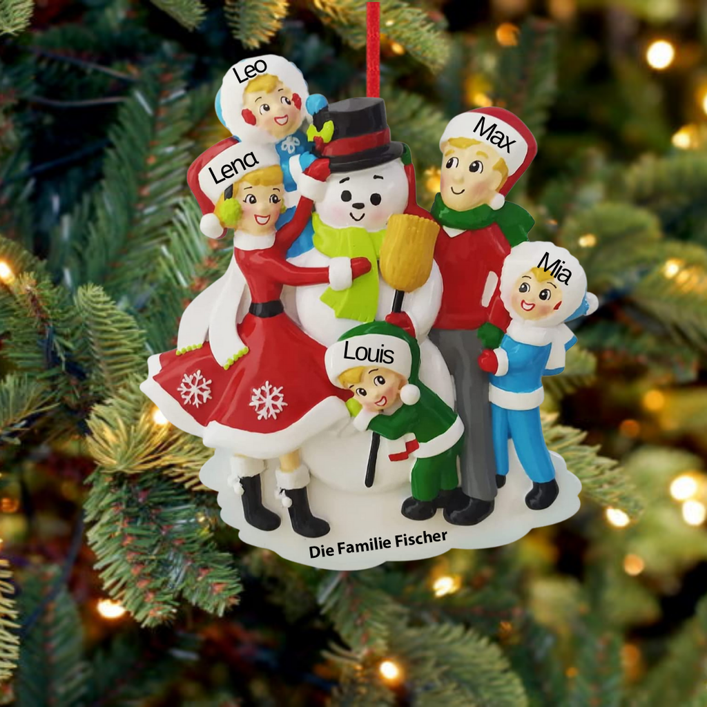 Weihnachtsschmuck Familie mit Schneemann 3-6 Namen